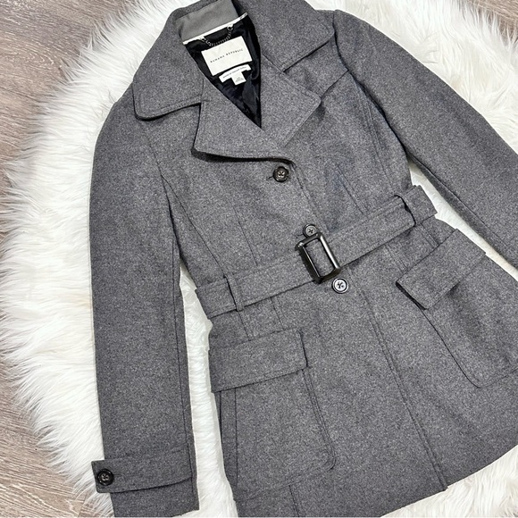 Banana Republic Grey Belted Wool Blend Pea Coat - Picture 2 of 14